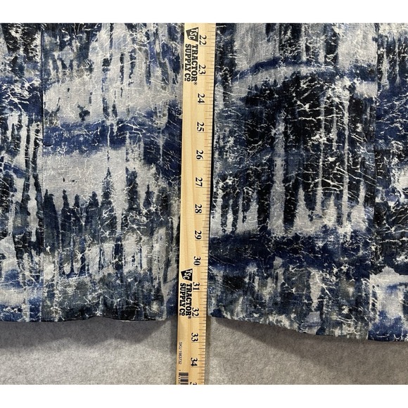 Chicos Jacket Women Sz‎ 2 US 12 Blue Silver One Hook Closure Shoulder Pads Lined - Picture 5 of 11